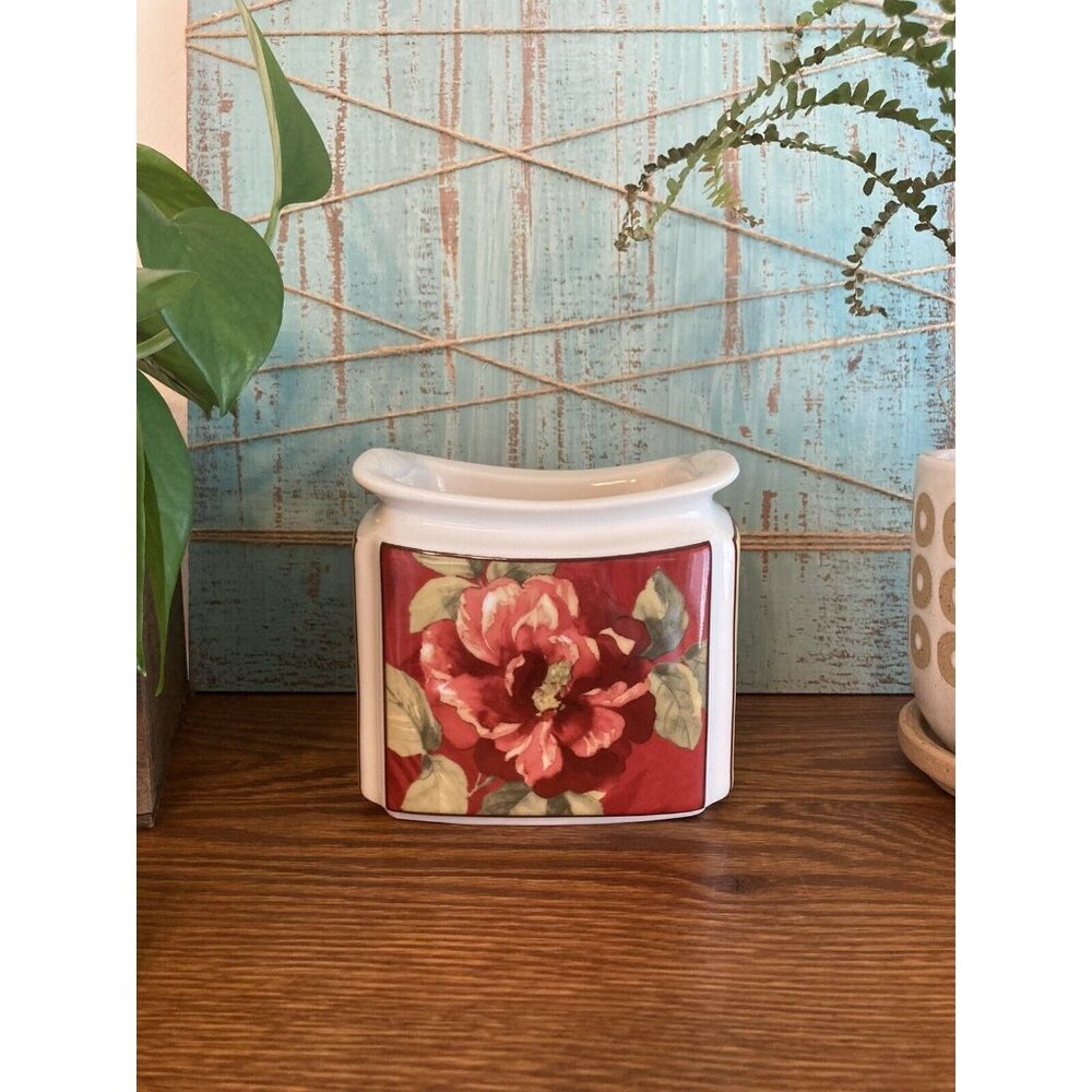 222 Fifth (PTS) BELIZE Porcelain Rose Red and Yellow Floral Vase Planter
